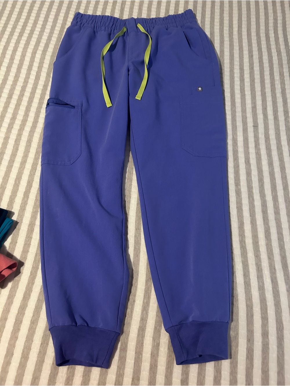 Figs Royal Purple Joggers with Lime Drawstring